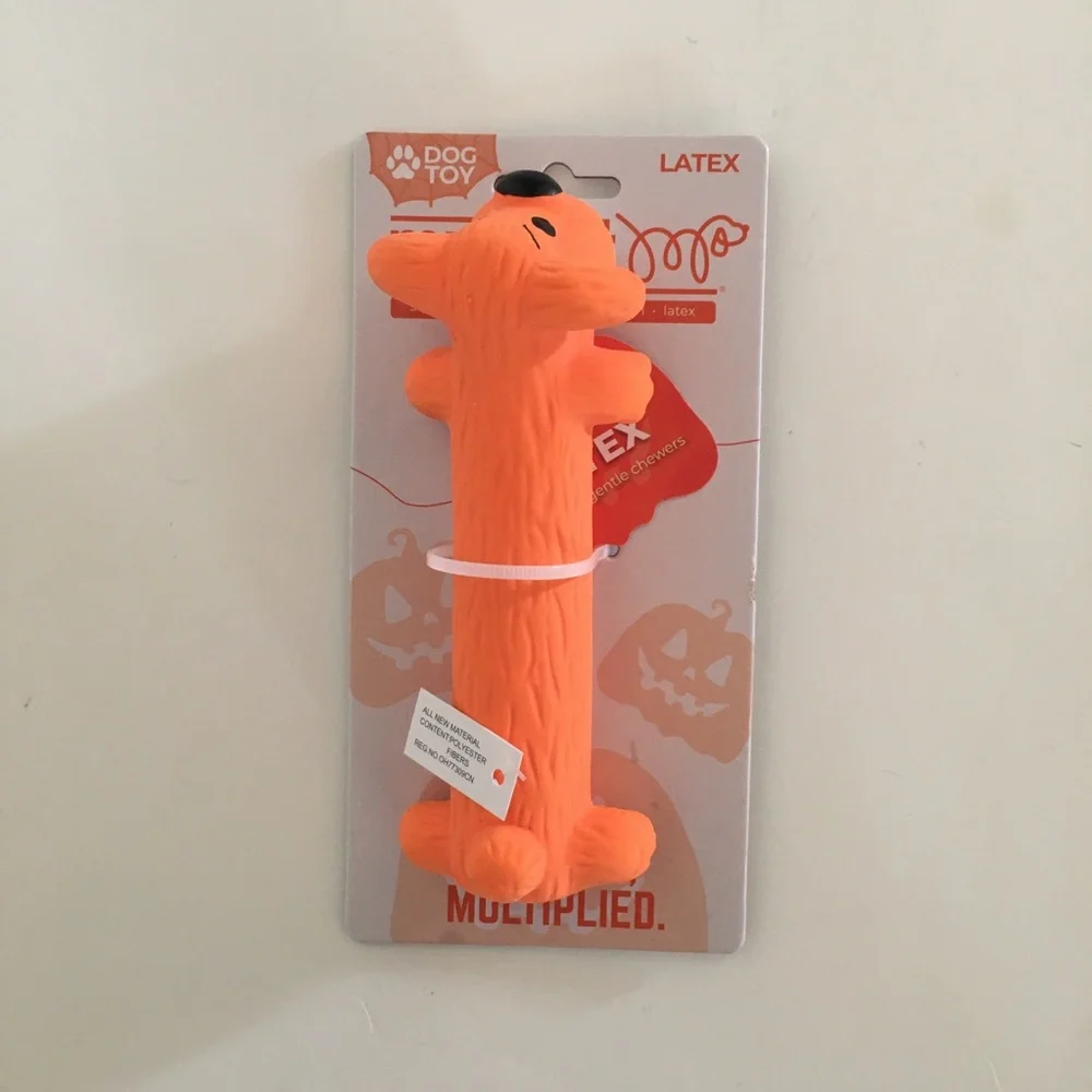 6” Dog Toy Latex Squeaker Orange Dog by Multipet